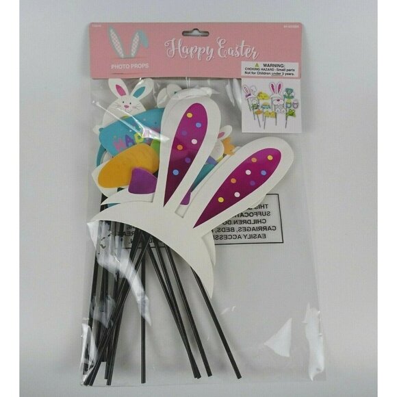 💰3/$25 New 12-PC Happy Easter Bunny Accessories Party Photo Booth Set - Picture 1 of 6